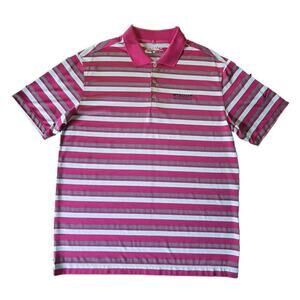 NWOT Nike Polo Mens Large Pink Gray Tour Performance Wyndham Championship Golf